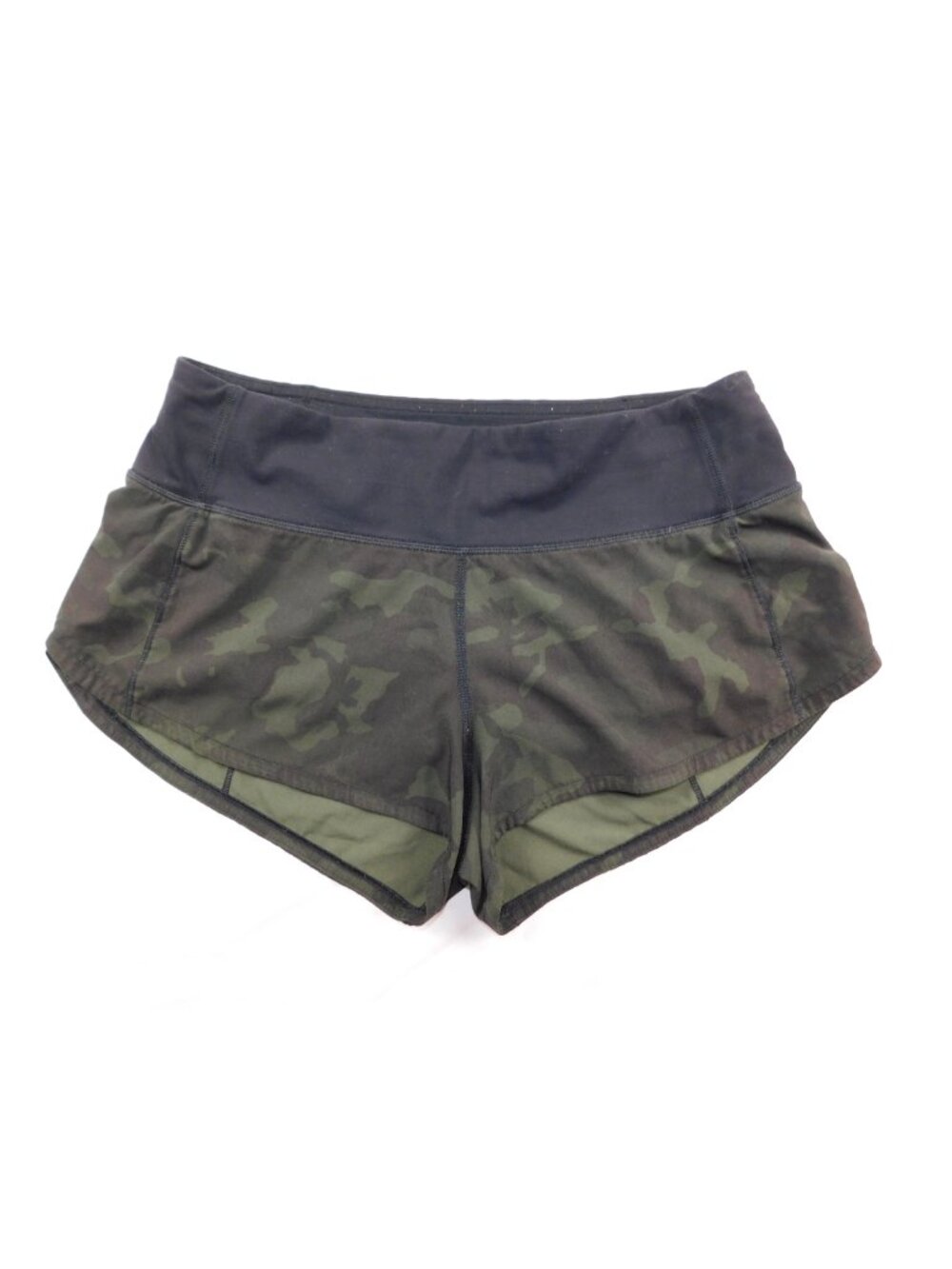 Lululemon Black Camo Running Shorts Built In Liner Womens Size 2